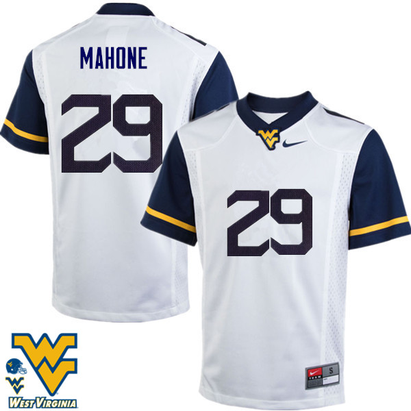 Men #29 Sean Mahone West Virginia Mountaineers College Football Jerseys-White - Click Image to Close